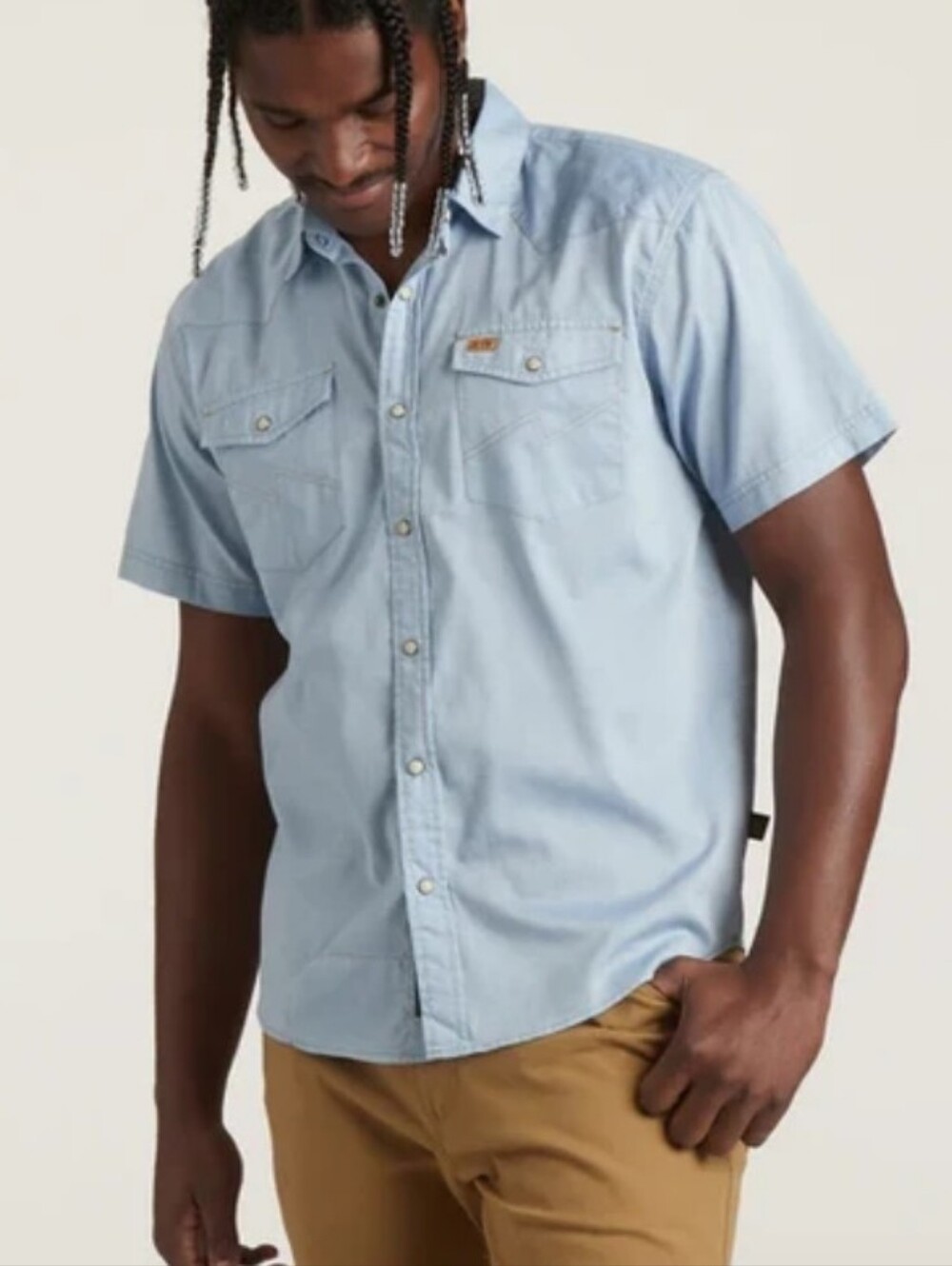 Howler Brothers H Bar B Snapshirt Western Pearl Snap Faded Blue Oxford